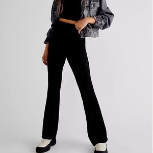 Free People Intimately Free High Waisted Ribbed Black Pants Size XS